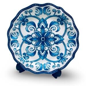 Molded Plastic Blue Decor Salad or Desert Plate